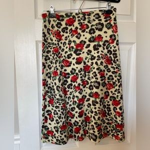 Vintage Skirt Roses and Leopard Print